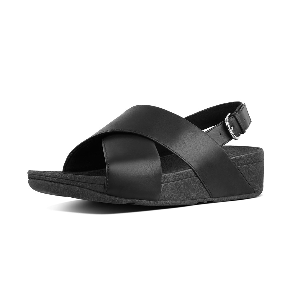 Fitflop Womens Sandals Black - Lulu Leather Back-strap - VR1398742